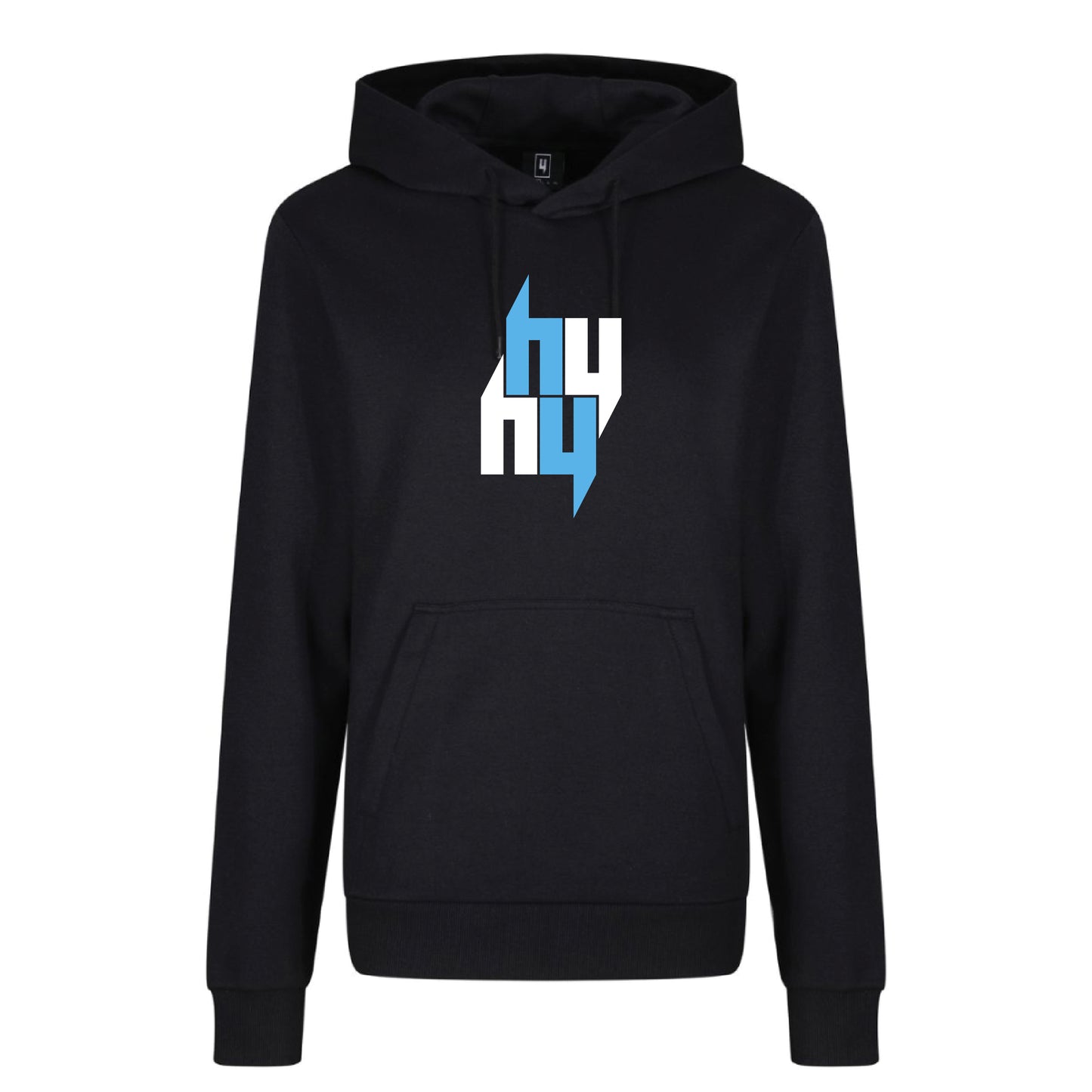 BLACK HOODY FOUR Y LOGO BABY BLUE