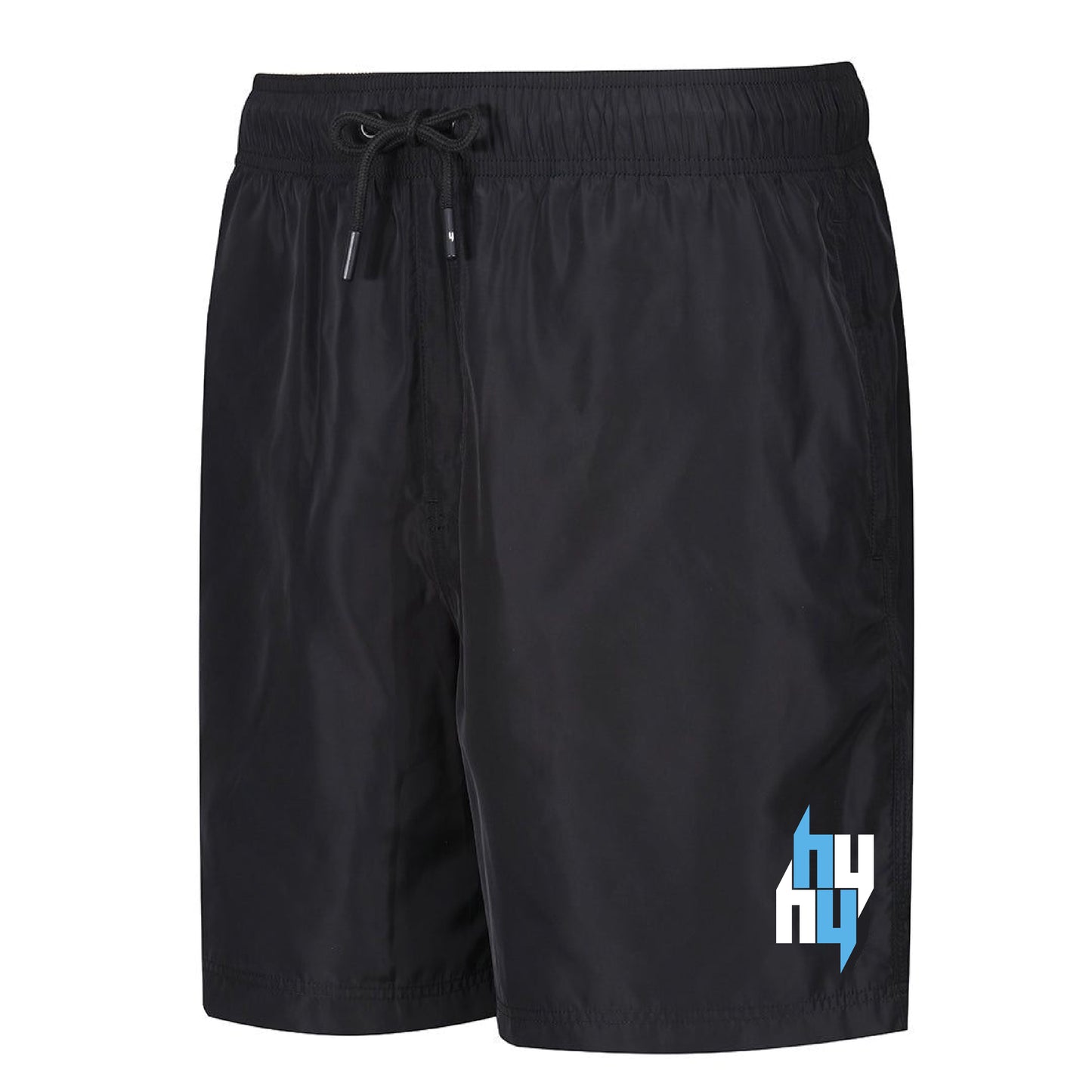 BLACK SWIM SHORTS FOUR Y LOGO BABY BLUE