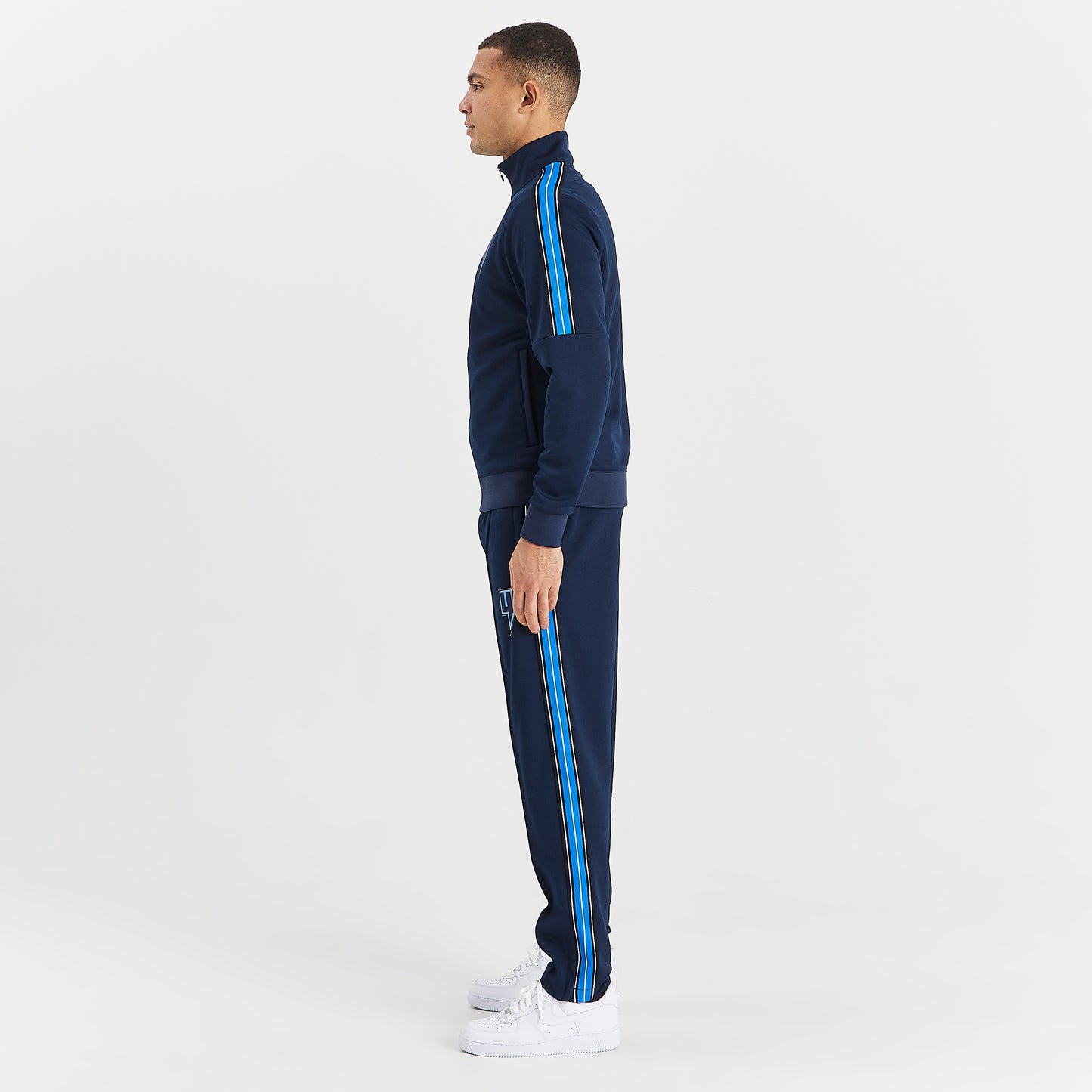 NAVY TRACK TOP BLUE SIDE STRIPE