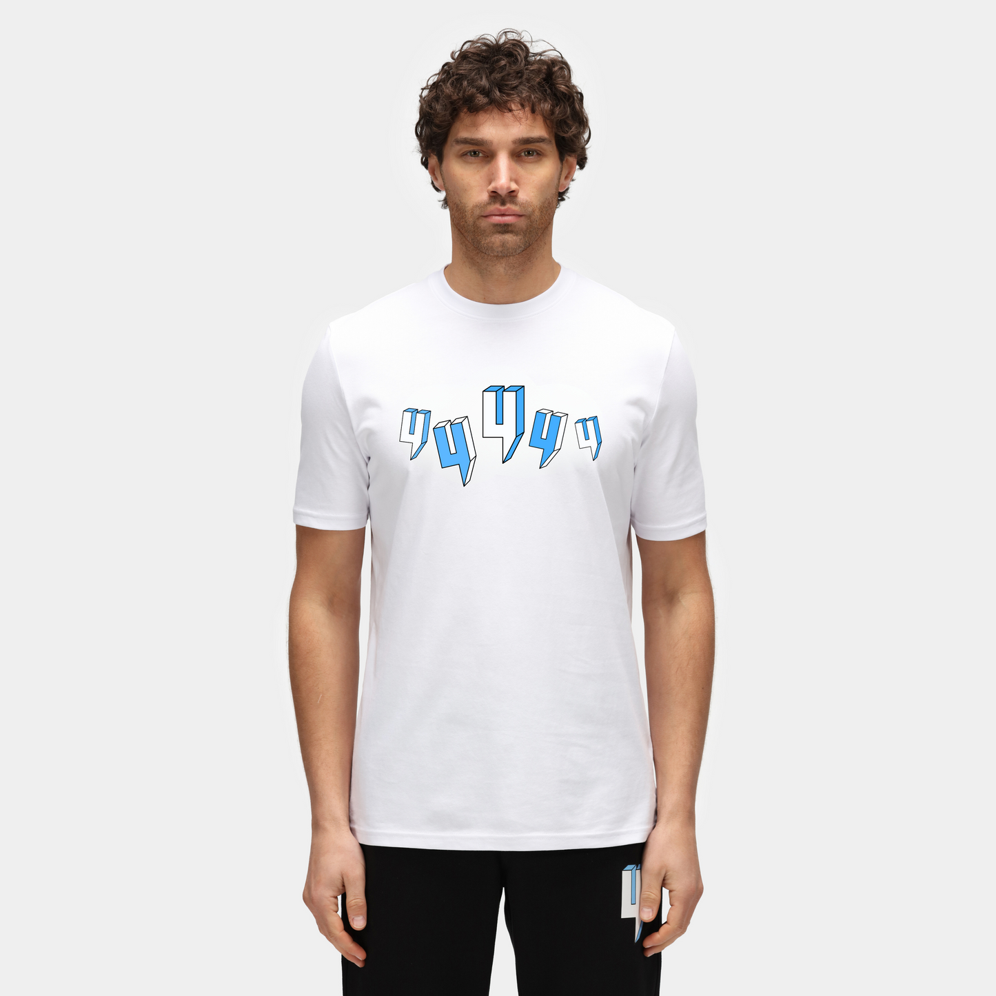WHITE TEE FIVE Y LOGO BABY BLUE