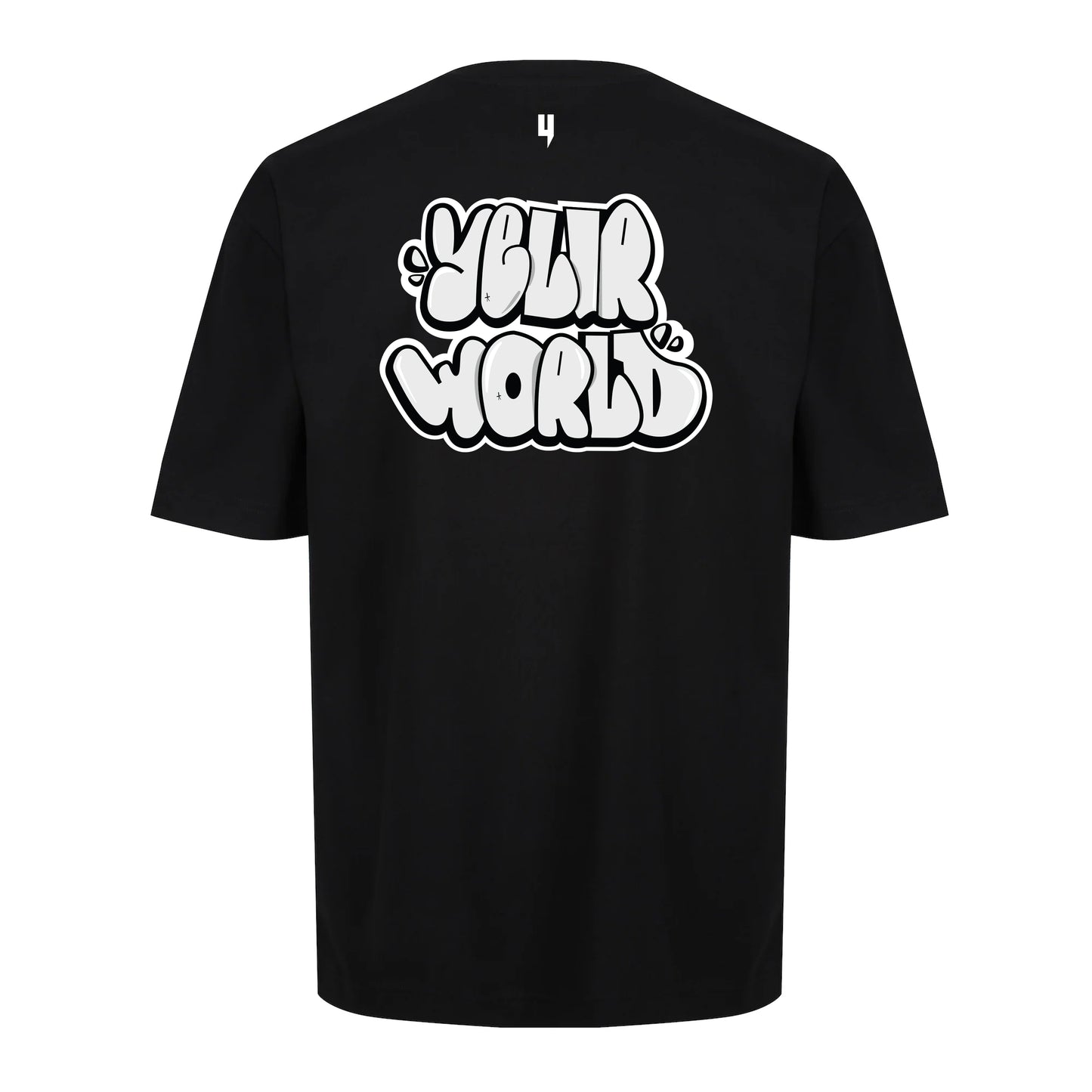 BLACK RELAXED FIT TEE WHITE GRAFFITI LOGO