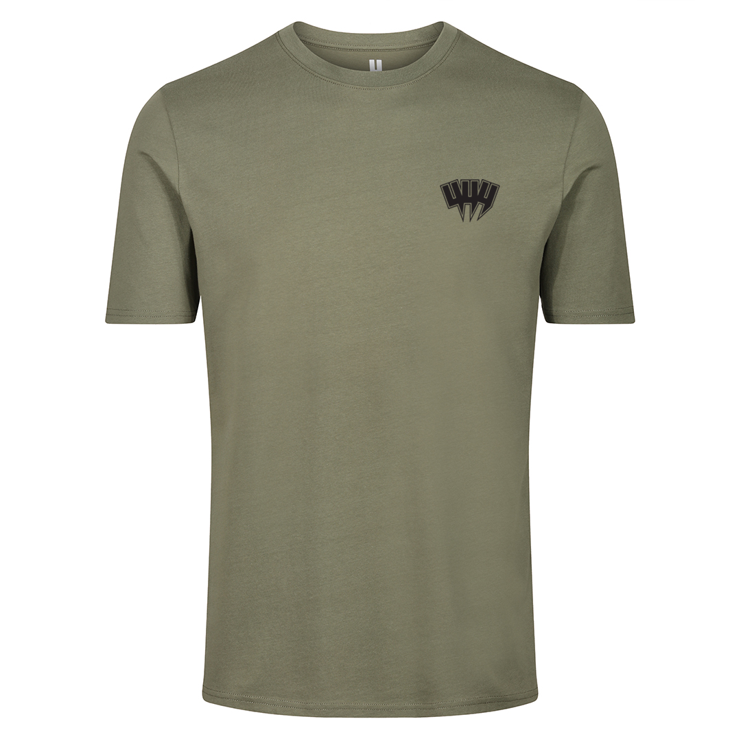 KHAKI TEE SMALL BLACK YYY OUTLINE