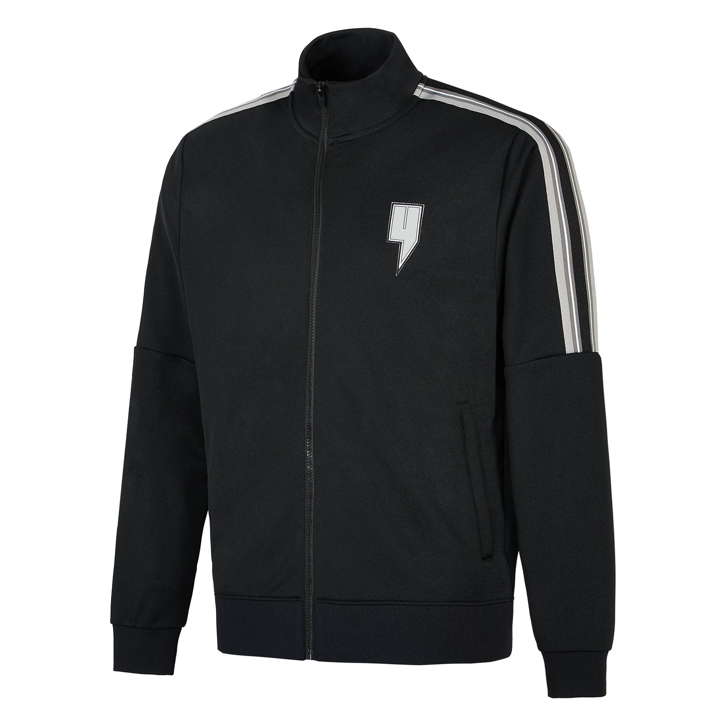 BLACK TRACK TOP GREY SIDE STRIPE