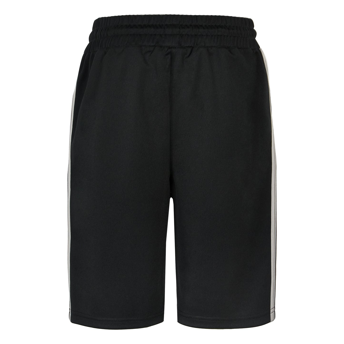 BLACK TRACK SHORTS GREY SIDE STRIPE