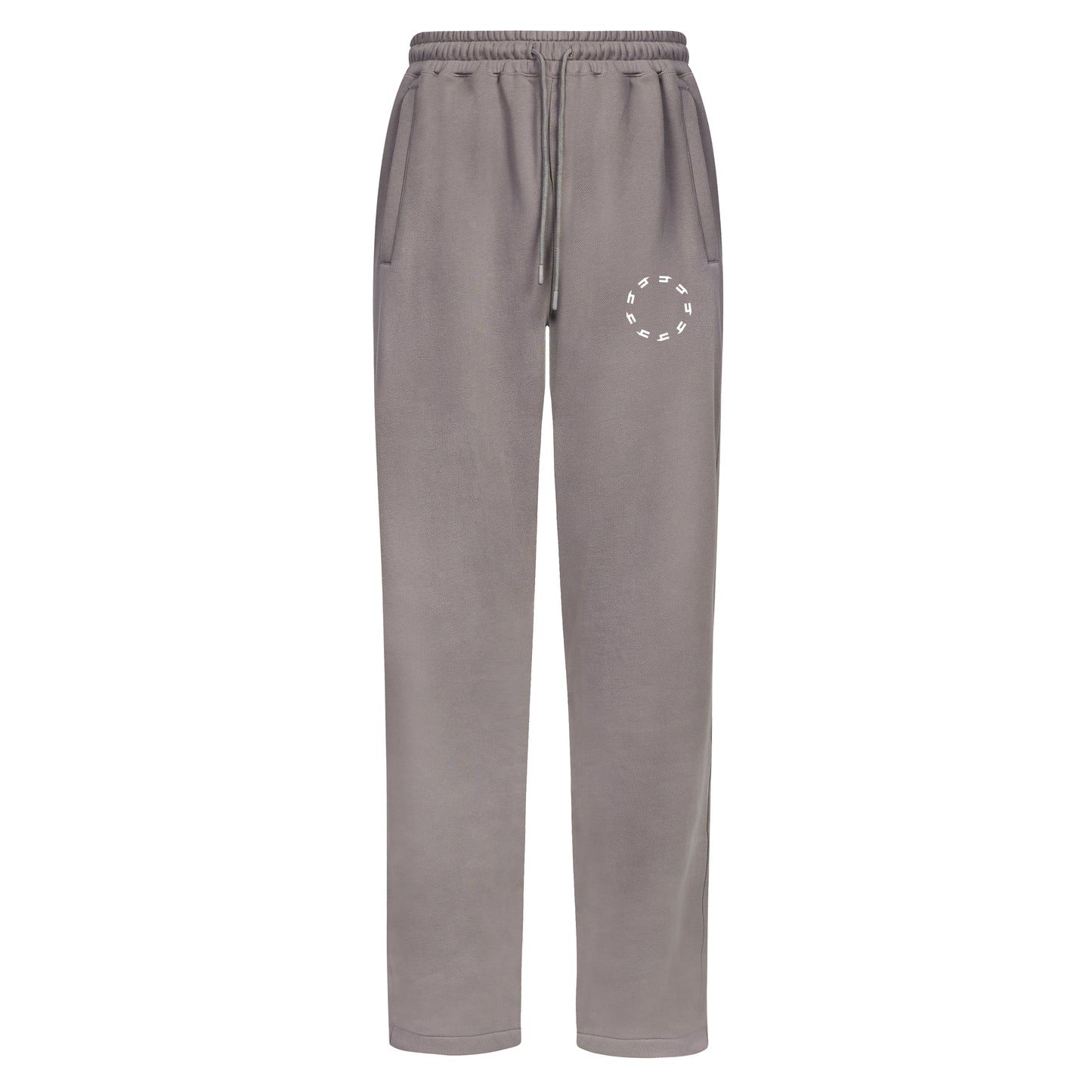 SOLID GREY OPEN HEM JOGGERS WHITE CIRCLE LOGO