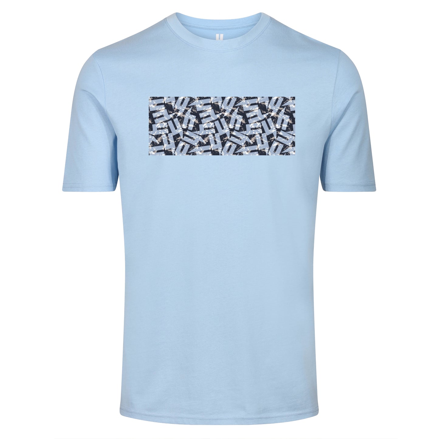BABY BLUE TEE BLACK SCATTER Y LOGO
