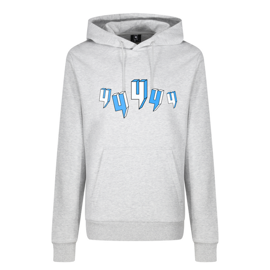 GREY HOODY FIVE Y LOGO BABY BLUE