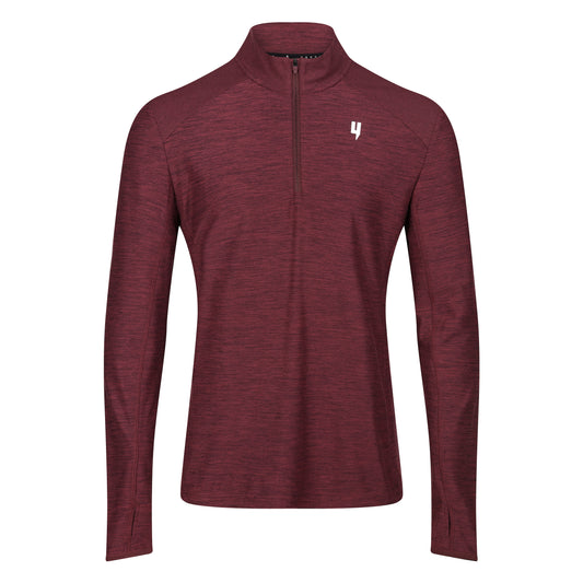 PERFORMANCE 1/2 ZIP TOP MAROON MARL