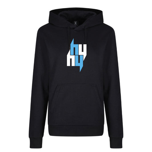 BLACK HOODY FOUR Y LOGO BABY BLUE