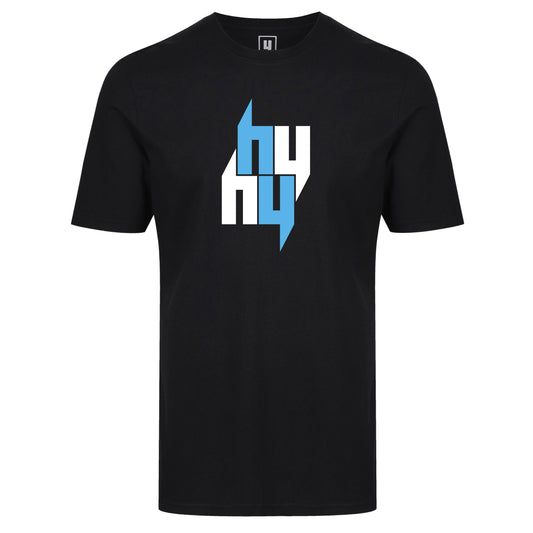 BLACK TEE FOUR Y LOGO BABY BLUE