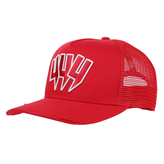 YYY CAP RED WHITE OUTLINE