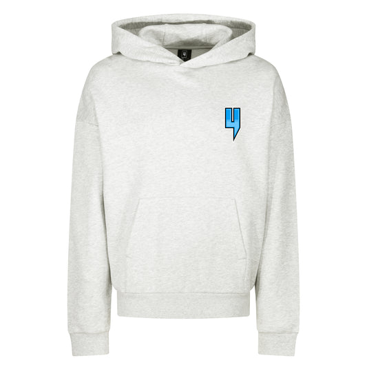 GREY RELAXED FIT HOODY RACING BLUE LOGO