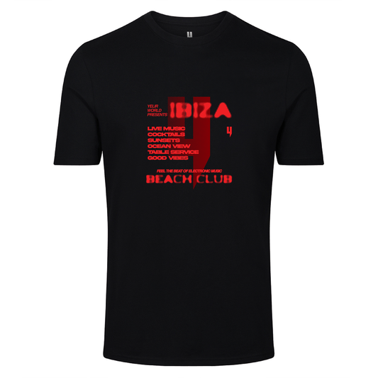 BLACK TEE RED BEACH CLUB LOGO