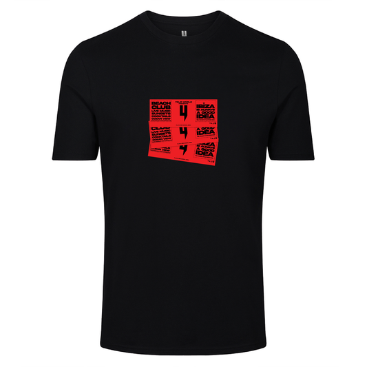 BLACK TEE RED IBIZA TICKET LOGO