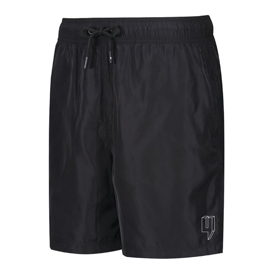 3D LOGO SWIM SHORTS BLACK WHITE OUTLINE