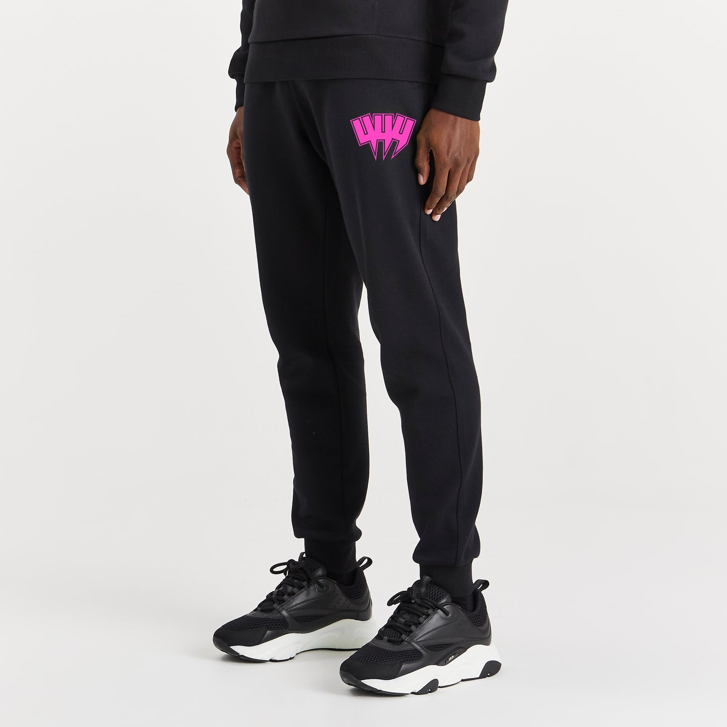 BLACK JOGGERS NEON PINK YYY OUTLINE