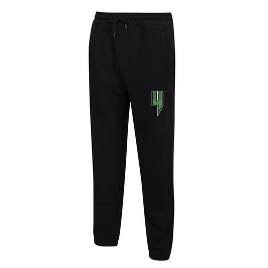 BLACK RELAXED FIT JOGGERS RACING GREEN LOGO