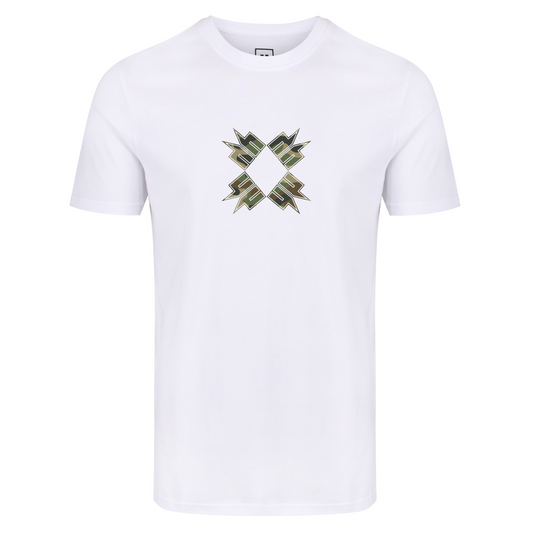 WHITE TEE DIAMOND CAMO LOGO