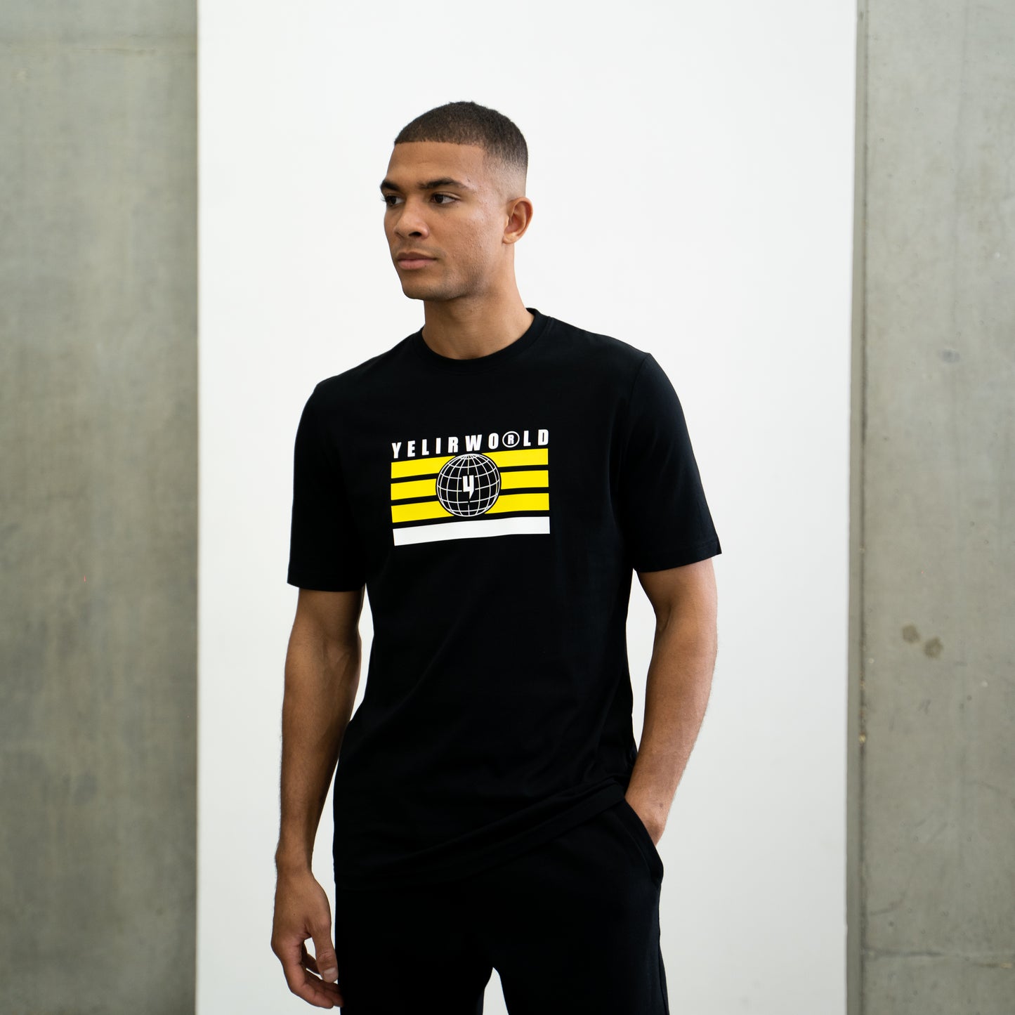 GLOBAL ENTERPRISE FLAG TEE BLACK YELLOW