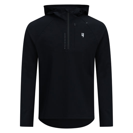 PERFORMANCE HOODED 1/2 ZIP TOP BLACK