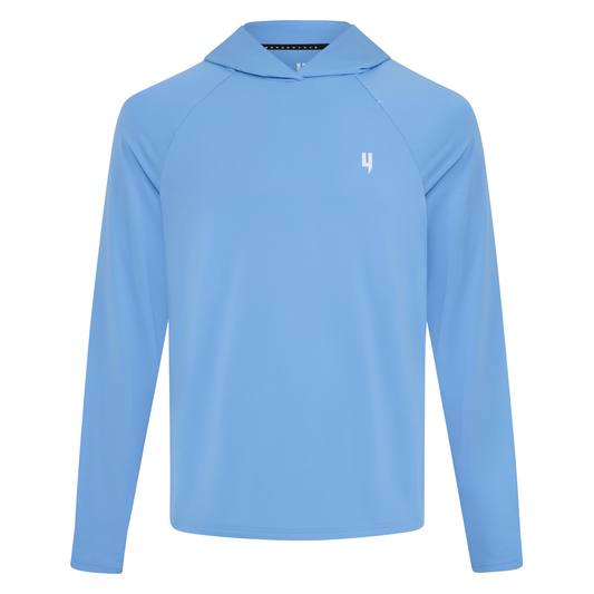 PERFORMANCE HOODED LONG SLEEVE TEE SKY BLUE
