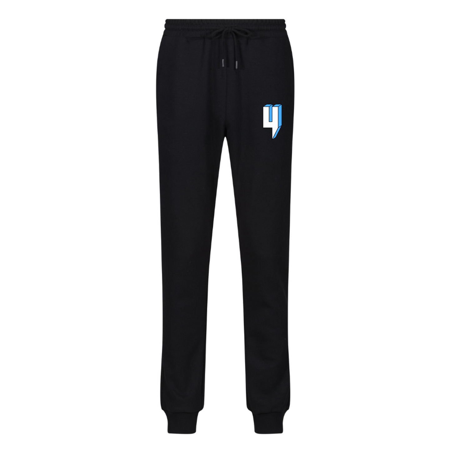 BLACK JOGGERS Y LOGO BABY BLUE