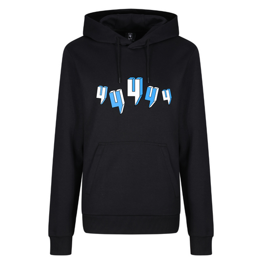 BLACK HOODY FIVE Y LOGO BABY BLUE