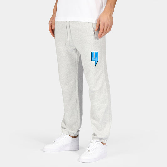 GREY RELAXED FIT JOGGERS RACING BLUE LOGO