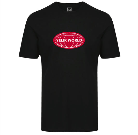 GLOBE TEE BLACK RED