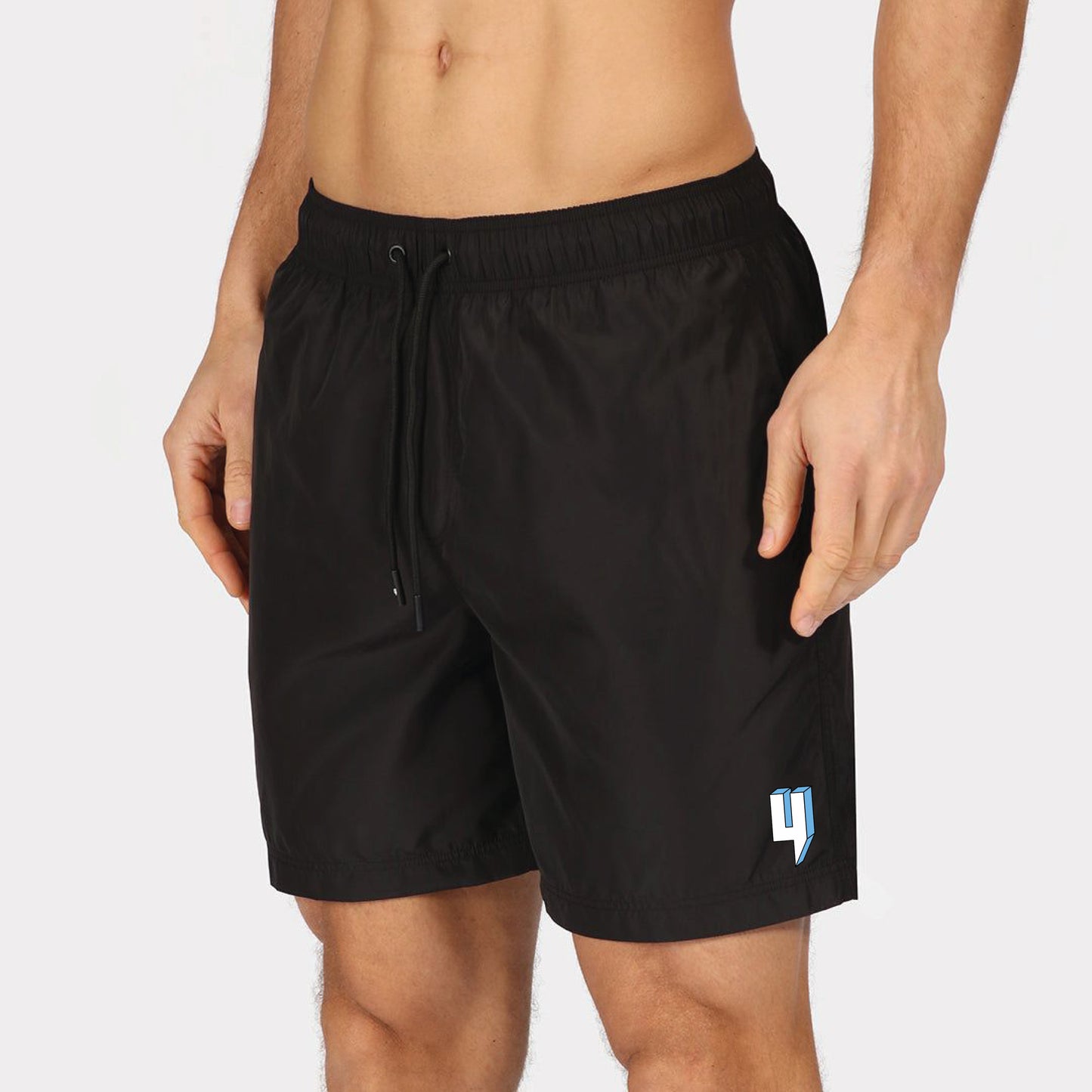 3D LOGO SWIM SHORTS BLACK WHITE/BABY BLUE