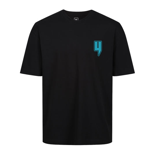 BLACK RELAXED FIT TEE ST MORITZ LOGO