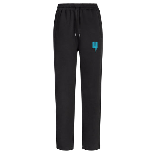 BLACK OPEN HEM JOGGERS ST MORITZ LOGO