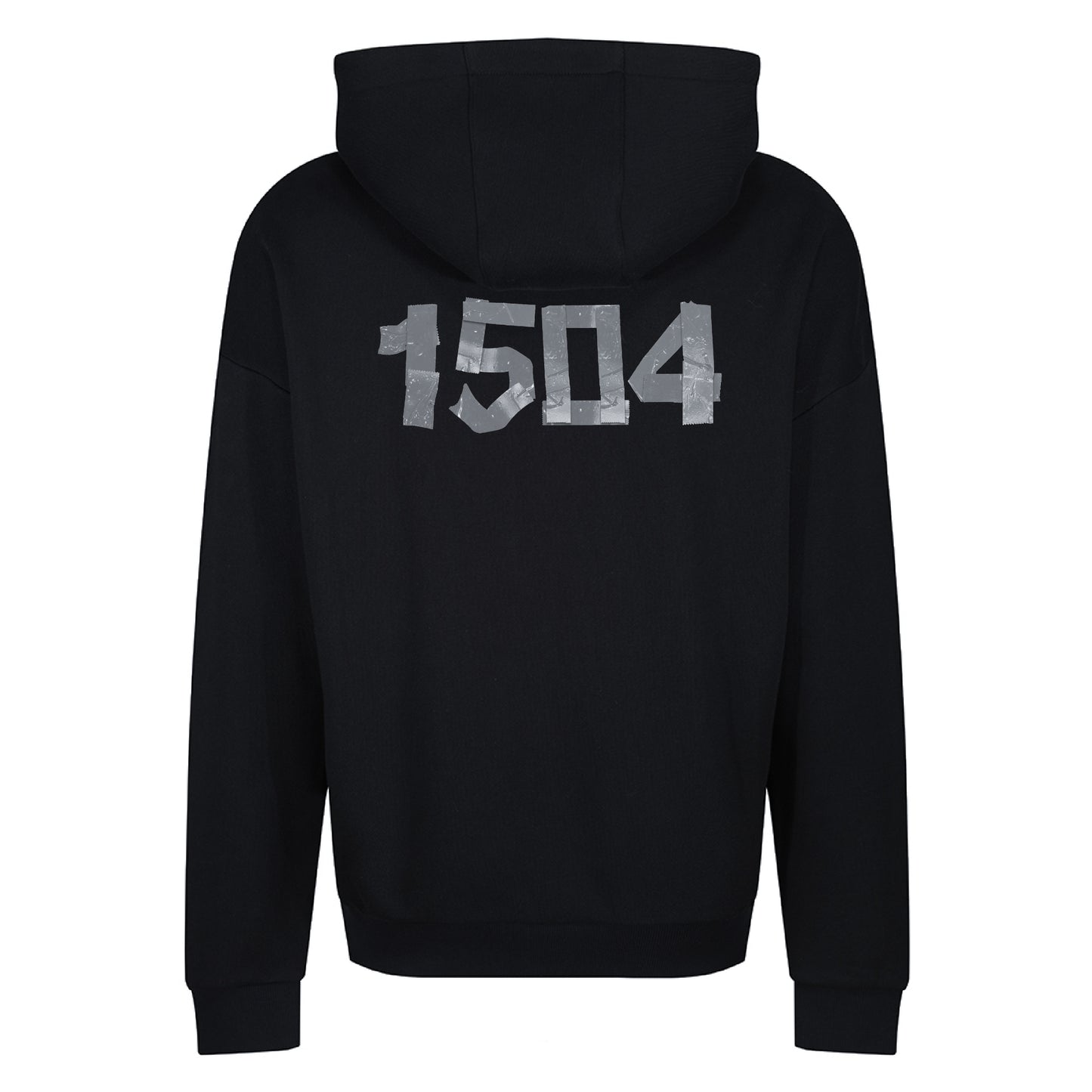 BLACK ZIP RELAXED FIT HOODY TAPE LOGO