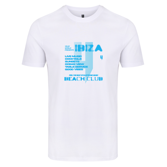 WHITE TEE BLUE BEACH CLUB LOGO