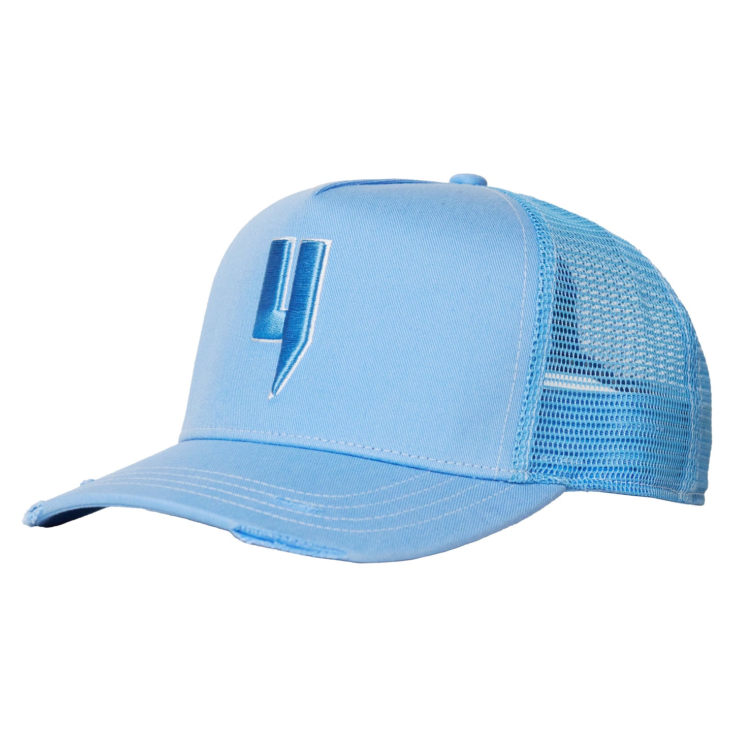 BABY BLUE CAP WHITE STITCH CONTRAST