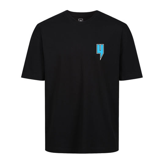 BLACK RELAXED FIT TEE BLUE GRAFFITI LOGO