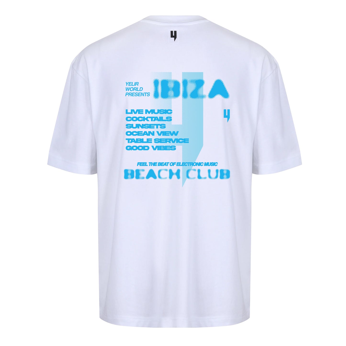 WHITE RELAXED FIT TEE BLUE BEACH CLUB LOGO
