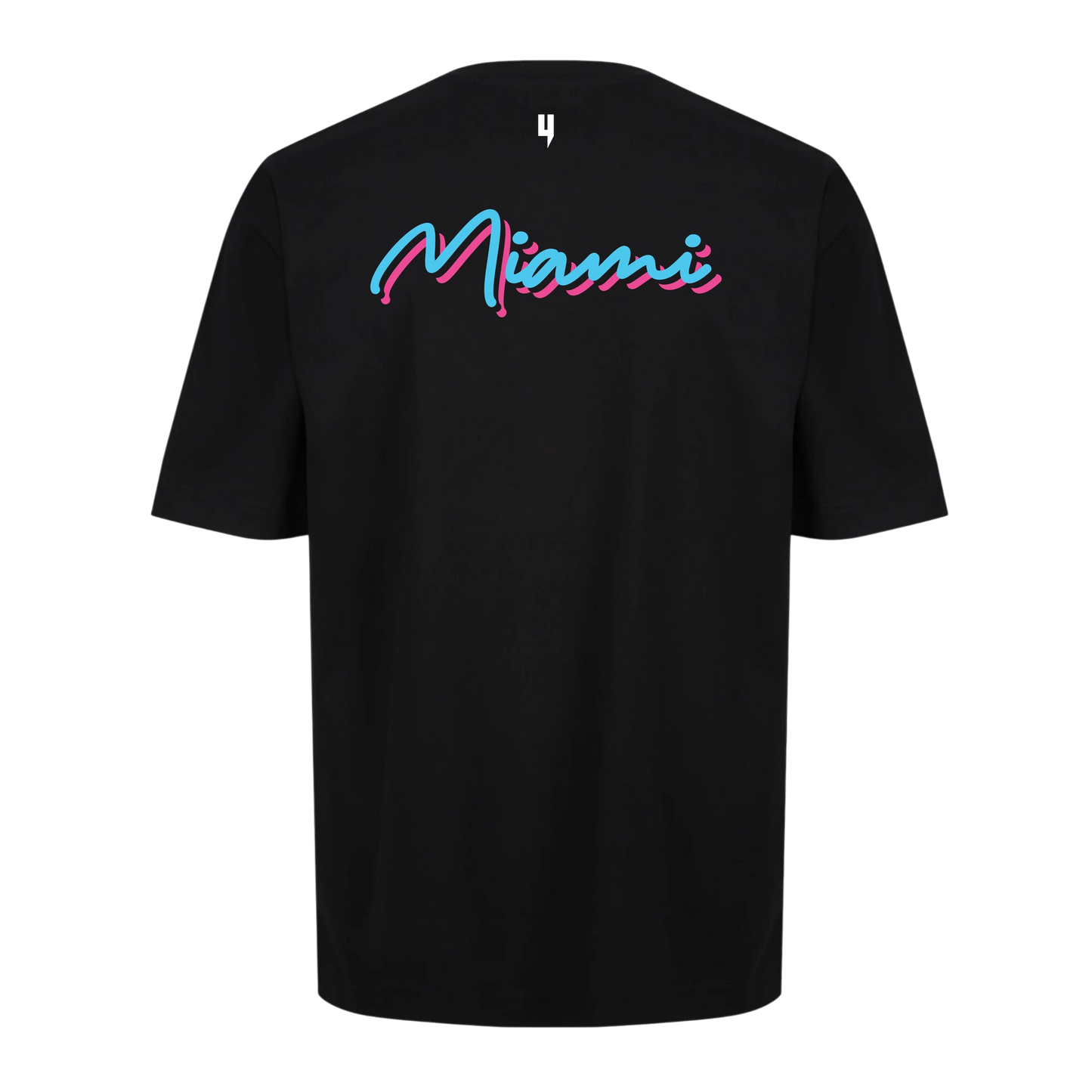 BLACK RELAXED FIT TEE MIAMI CIRCLE LOGO