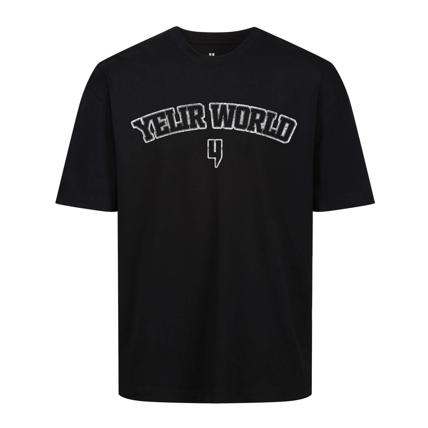 BLACK RELAXED FIT TEE COLLEGE LOGO