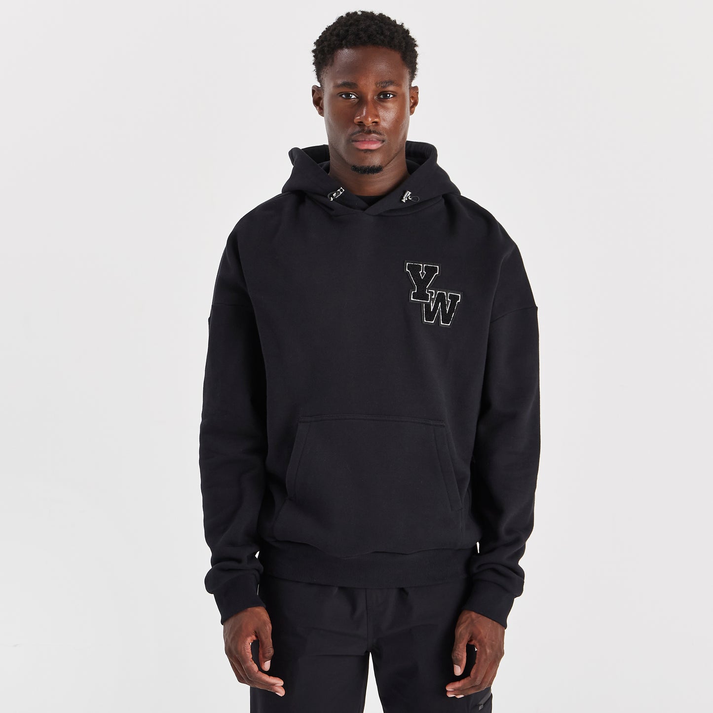 BLACK RELAXED FIT LUX HOODY