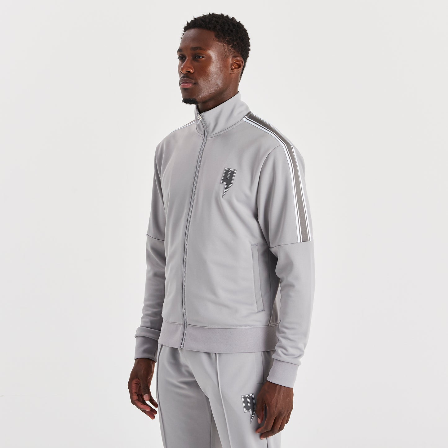 TRACK TOP SIDE STRIPE ALLOY GREY