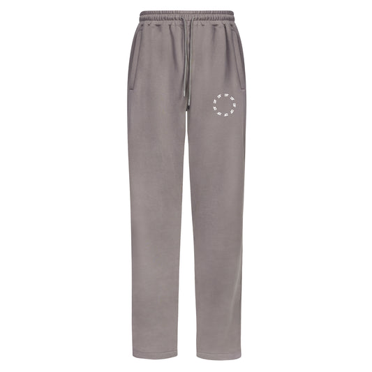 SOLID GREY OPEN HEM JOGGERS WHITE CIRCLE LOGO