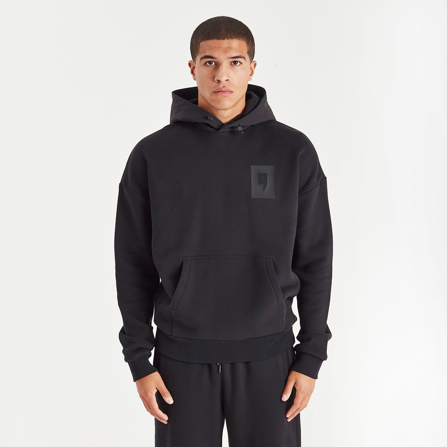 BLACK RELAXED FIT LUX HOODY