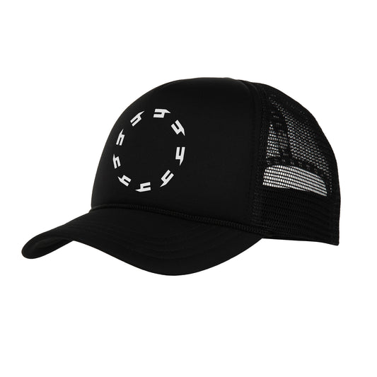 BLACK CAP WHITE CIRCLE LOGO