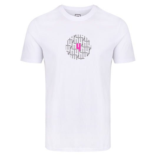 WHITE TEE CIRCLE MULTI Y LOGO PINK