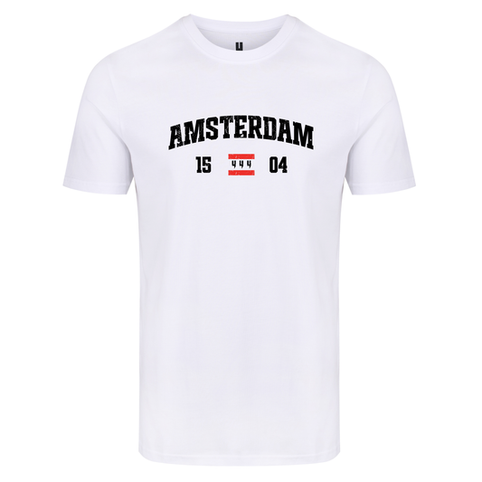 WHITE TEE AMSTERDAM LOGO