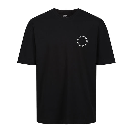 BLACK RELAXED FIT TEE WHITE CIRCLE LOGO