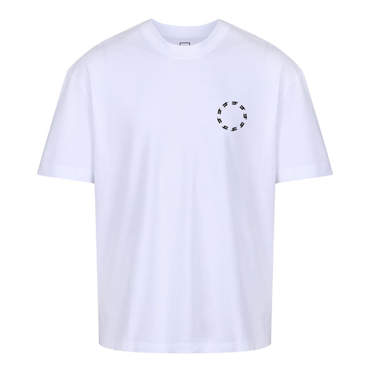 WHITE RELAXED FIT TEE BLACK CIRCLE LOGO