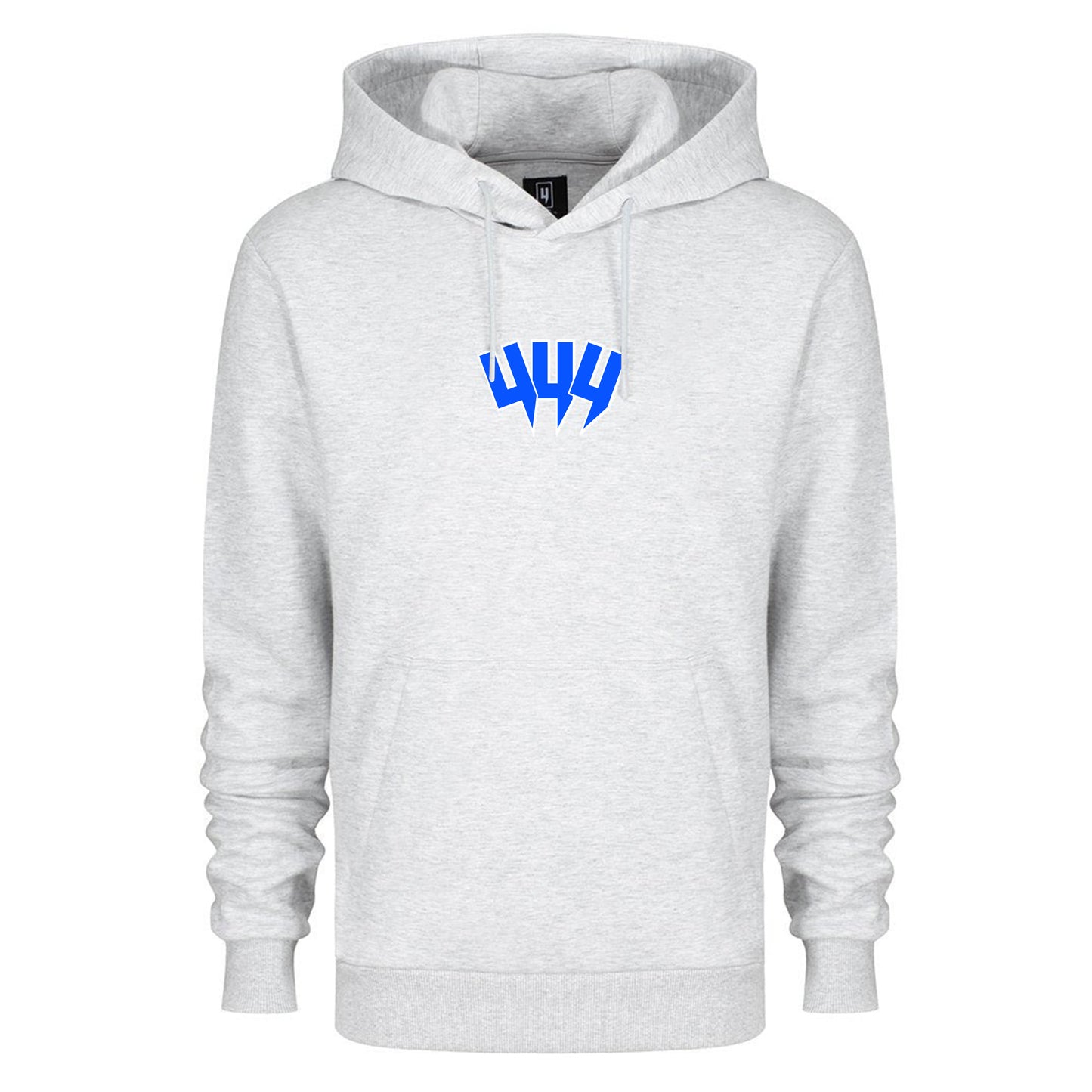 GREY MARL HOODY YYY BLUE WHITE OUTLINE