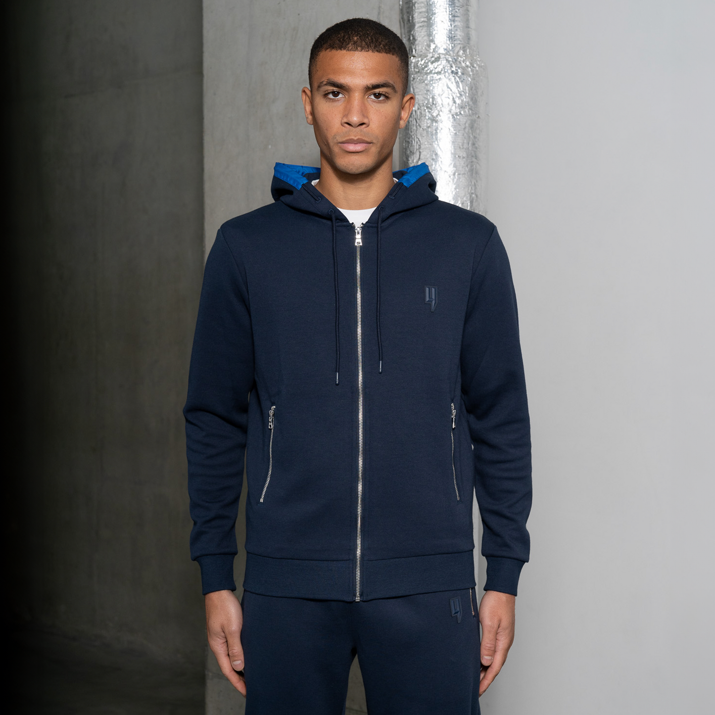 NAVY MIXED CONTRAST HOODY